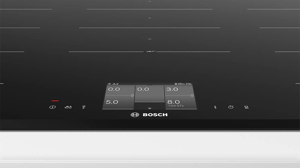 Bosch Serie 8 PXX975KW1E hobs Negro Integrado Con Placa Negro, Integrado, Con placa de inducción, Vidrio y cerámica, 2200 W, Rectangular 